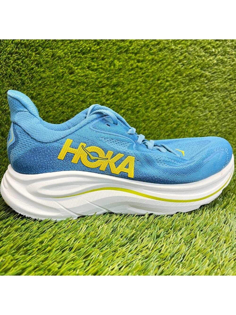 Hoka One One Clifton 10 Mens Size 10 Blue Yellow Athletic Running Shoes Sneakers